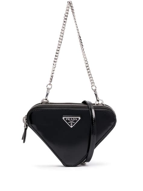 prada triangle logo metallic finish mini bag|White Prada Triangle Leather Mini.